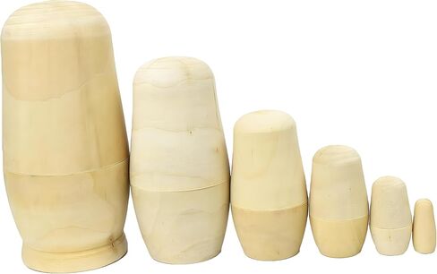 MAGIKON Set of 6 Cutie Nesting Dolls Matryoshka Madness Doll, Easy to Open (Unpainted, 6-Layer) in Kuwait