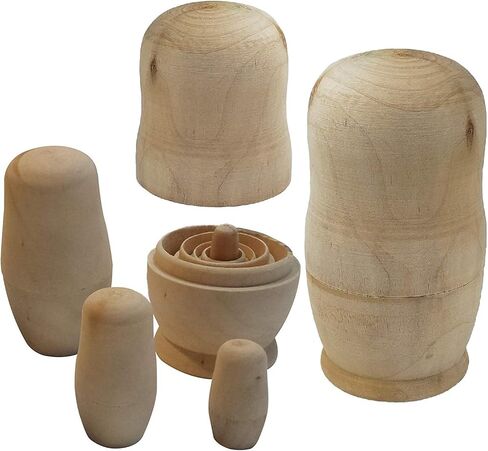 Adventure Awaits! 2-Pack Solid Wood Blank Nesting Doll 5pc Set in Saudi Arabia