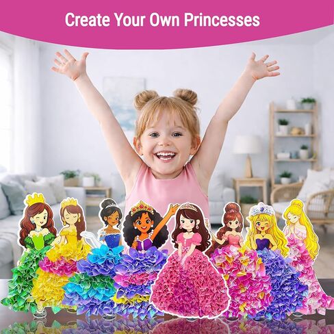 PoKraft Magical Princesses Poke Art، مجموعة أدوات حرفية ورقية مع حقيبة هدايا، متعة خالية من الفوضى للأطفال من سن 3 إلى 9 سنوات، ألعاب ألعاب أنشطة يدوية ملونة، هدايا عيد ميلاد مثالية للفتيات، بناء المهارات الحركية الدقيقة in Kuwait