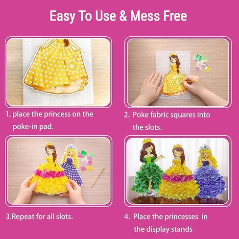 PoKraft Magical Princesses Poke Art، مجموعة أدوات حرفية ورقية مع حقيبة هدايا، متعة خالية من الفوضى للأطفال من سن 3 إلى 9 سنوات، ألعاب ألعاب أنشطة يدوية ملونة، هدايا عيد ميلاد مثالية للفتيات، بناء المهارات الحركية الدقيقة in Kuwait