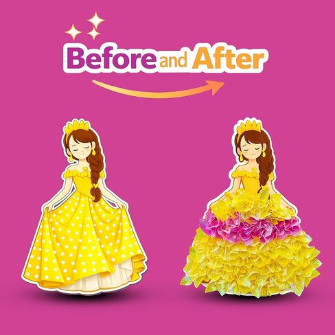 PoKraft Magical Princesses Poke Art، مجموعة أدوات حرفية ورقية مع حقيبة هدايا، متعة خالية من الفوضى للأطفال من سن 3 إلى 9 سنوات، ألعاب ألعاب أنشطة يدوية ملونة، هدايا عيد ميلاد مثالية للفتيات، بناء المهارات الحركية الدقيقة in Kuwait