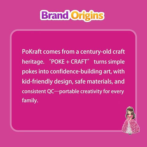PoKraft Magical Princesses Poke Art، مجموعة أدوات حرفية ورقية مع حقيبة هدايا، متعة خالية من الفوضى للأطفال من سن 3 إلى 9 سنوات، ألعاب ألعاب أنشطة يدوية ملونة، هدايا عيد ميلاد مثالية للفتيات، بناء المهارات الحركية الدقيقة in Kuwait