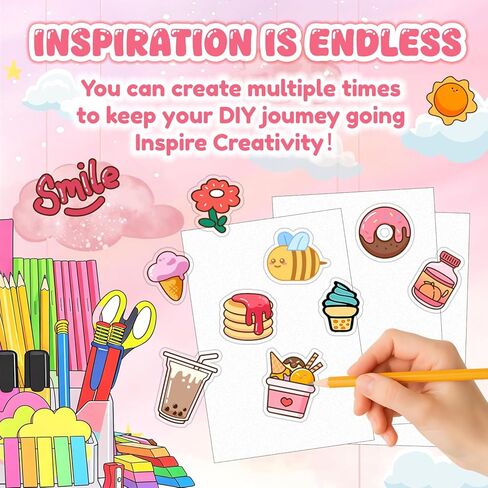 KTLECL 225PCS Shrinky Dink Kit for Kids, Shrinky Dink Sheets & Shrink Plastic Sheets Kit with 25 Shrinky Dink Paper (7.87 x 11.4in), Keychain Making Kit with 100 Keychains & Rings, DIY Crafts for Kids in Kuwait