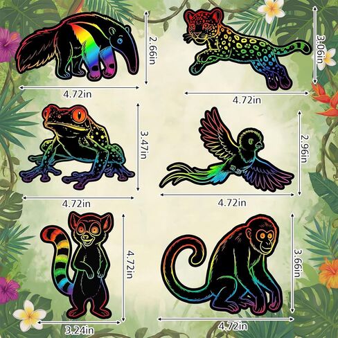 Gueevin 60 Pcs VBS 2026 Craft Scratch Cards Rainforest Themed Animal DIY Kit, 6 Rainforest Animal Designs with Wooden Sticks & Ribbons VBS 2026 Decorations & Classroom DIY Crafts in Kuwait