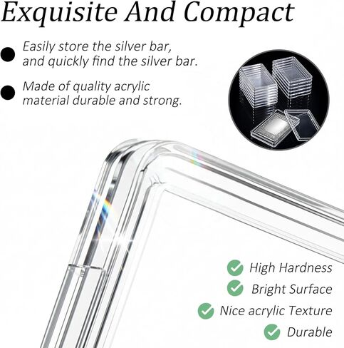 15 PCS 1 oz Silver Bar Holder Case, Clear Gold Bar Storage Box Acrylic Bars Holder Capsule Storage Container Box 1 Ounce Silver Bars in Kuwait