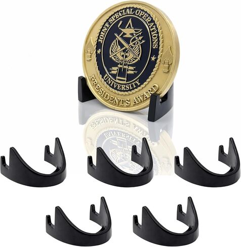 Military Challenge Coin Display Stand - Solid Metal with Anodized Finish - US Vet. Business (Five Pack Obsidian Black) in Saudi Arabia