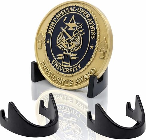 Military Challenge Coin Display Stand - Solid Metal with Anodized Finish - US Vet. Business (Five Pack Obsidian Black) in Saudi Arabia
