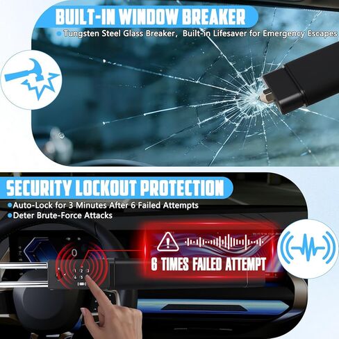 4 in 1 Password Steering Wheel Lock, Supports Mobile NFC Unlocking, Universal Adjustable Car Wheel Lock Double Hook Locks Anti-Theft Car Device, Vehicles with Keys & NFC Cards in Kuwait