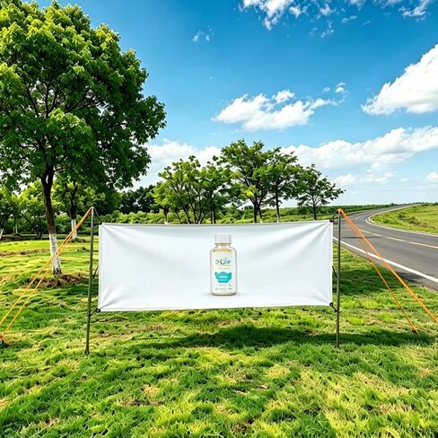 Stainless Steel Outdoor Banner Stand, 63 Inch In-Ground Horizontal Banner Holder with Rope and Installation Stakes for Garden, Lawn, Field, Farm, Event (Banner Not Included) in Kuwait