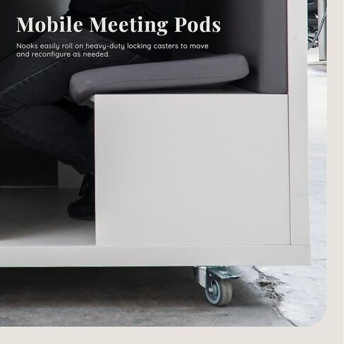 NOOK Huddle 120, Quiet Meeting Pod, Portable, Acoustic Panels, Storage Space, Power Station, Casters,White with Pole Leg and Whiteboard Back Panels, (​​77" H x 79" W x 30" D) in Kuwait