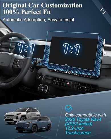 BIBIBO 2Pcs Matte Anti-Glare for New 2026 RAV4 Screen Protector 2026+ Toyota RAV4 (XSE/Limited) 12.9" Navi+12.3" Dash [Tempered Glass Anti-Scratch Lessen Fingerprints] 2026 RAV4 Accessories in Kuwait