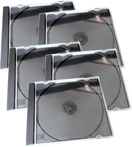 5 PCS Car Standard Single Clear CD Jewel Case, Scratch-resistant DVD Storage Case, Thickened Rigid Plastic CD Protective Holder with Assembled Fixed Tray, for Most Cars (Black) in Kuwait