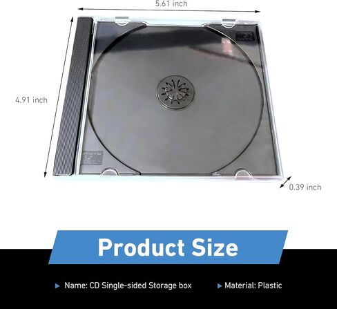 5 PCS Car Standard Single Clear CD Jewel Case, Scratch-resistant DVD Storage Case, Thickened Rigid Plastic CD Protective Holder with Assembled Fixed Tray, for Most Cars (Black) in Kuwait