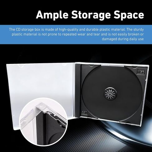 5 PCS Car Standard Single Clear CD Jewel Case, Scratch-resistant DVD Storage Case, Thickened Rigid Plastic CD Protective Holder with Assembled Fixed Tray, for Most Cars (Black) in Kuwait
