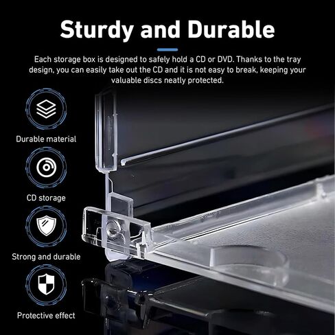 5 PCS Car Standard Single Clear CD Jewel Case, Scratch-resistant DVD Storage Case, Thickened Rigid Plastic CD Protective Holder with Assembled Fixed Tray, for Most Cars (Black) in Kuwait