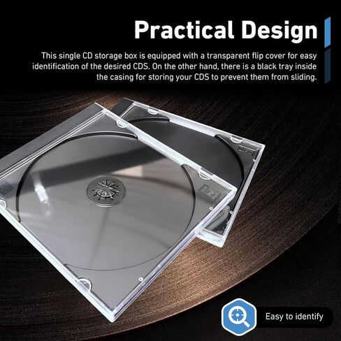 5 PCS Car Standard Single Clear CD Jewel Case, Scratch-resistant DVD Storage Case, Thickened Rigid Plastic CD Protective Holder with Assembled Fixed Tray, for Most Cars (Black) in Kuwait