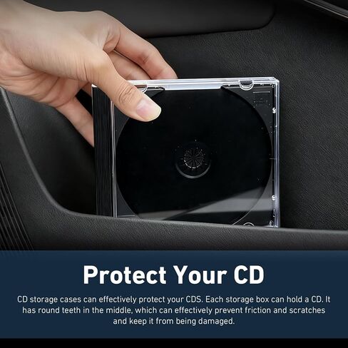 5 PCS Car Standard Single Clear CD Jewel Case, Scratch-resistant DVD Storage Case, Thickened Rigid Plastic CD Protective Holder with Assembled Fixed Tray, for Most Cars (Black) in Kuwait