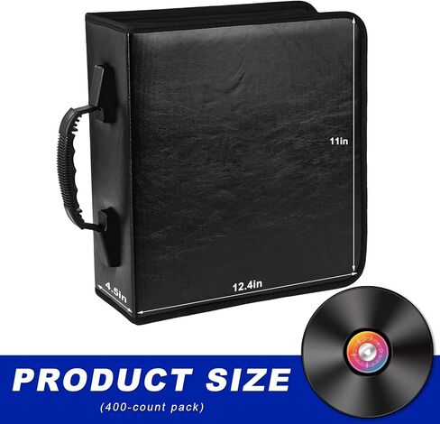 400 Capacity CD Case Holder, PU Leather CD DVD Storage Binder Media Organizer with Zipper, Portable Storage Booklet Album Box for Vehicle Home Office, Car Accessories in Saudi Arabia