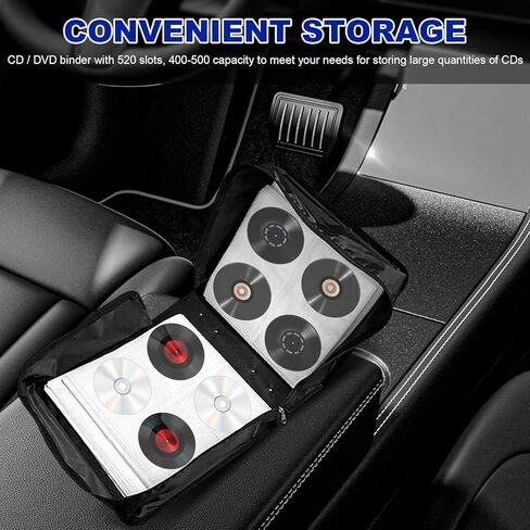 400 Capacity CD Case Holder, PU Leather CD DVD Storage Binder Media Organizer with Zipper, Portable Storage Booklet Album Box for Vehicle Home Office, Car Accessories in Saudi Arabia