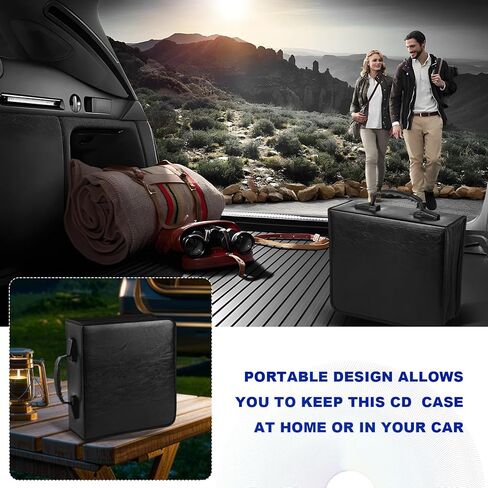 400 Capacity CD Case Holder, PU Leather CD DVD Storage Binder Media Organizer with Zipper, Portable Storage Booklet Album Box for Vehicle Home Office, Car Accessories in Saudi Arabia