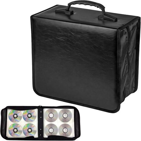 400 Capacity CD Case Holder, PU Leather CD DVD Storage Binder Media Organizer with Zipper, Portable Storage Booklet Album Box for Vehicle Home Office, Car Accessories in Saudi Arabia