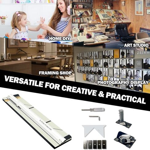 32in Mat Cutter for Framing - Precision Mat Board Cutting Kit with Measuring Bar, 90°Straight & 45°Bevel Cutting Heads for Many Creative&Practical Tasks Ideal for Home DIY Project,Photo Frame,Artwork in Kuwait