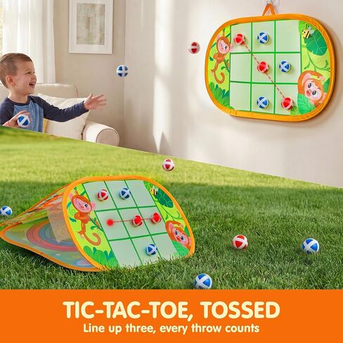 JOYIN 3-in-1 Animal Bean Bag Toss Game for Kids, Portable Corn Hole Games with Tic Tac Toe & Small Sticky Balls, Indoor & Outdoor Toys for Party Yard Beach Lawn, Birthday Gift for Boys Girls Toddlers in Kuwait