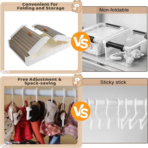 Foldable Doll Wardrobe, Organizer Cabinet with 10 Hangers 3 Storage Box 1 Doll Accessories Display Box & Rod, Doll Clothes Closet for Storing 15/17cm Outfits with Cover & Display Shelf in Kuwait