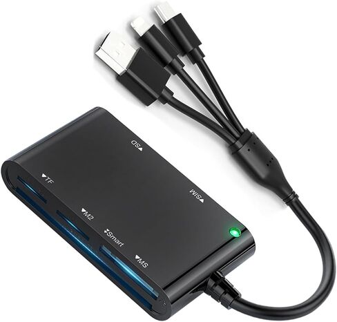 ordinarYone USB/Type C to MS Card Reader 6 Slot Card Adapter USB/Type C Reader Simultaneously Read for Mobile Laptop in Kuwait