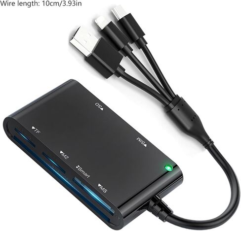 ordinarYone USB/Type C to MS Card Reader 6 Slot Card Adapter USB/Type C Reader Simultaneously Read for Mobile Laptop in Kuwait