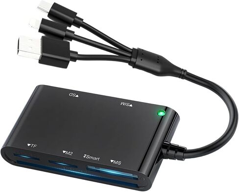ordinarYone USB/Type C to MS Card Reader 6 Slot Card Adapter USB/Type C Reader Simultaneously Read for Mobile Laptop in Kuwait