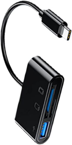 قارئ بطاقات USB C من ordinarYone، محول بطاقة 3 فتحات من النوع C، يقرأ في وقت واحد مع منفذ USB للكاميرا in Kuwait