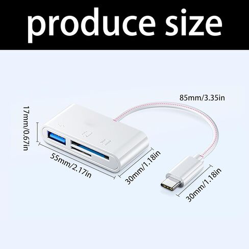 قارئ بطاقات USB C من ordinarYone، محول بطاقة 3 فتحات من النوع C، يقرأ في وقت واحد مع منفذ USB للكاميرا in Kuwait