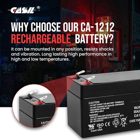 Casil 12V 1.2Ah Replacement Battery Compatible with ADI/Ademco 484 Security System, Technacell TC1212 Emergency Light in Kuwait