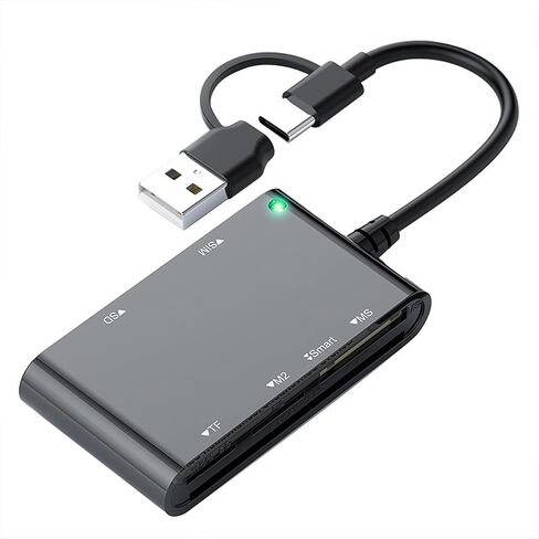 ordinarYone Two Interfaces USB C and USB A Intelligent Card Reader Plugs and Play Design For Computers Tablets and Desktops in Kuwait