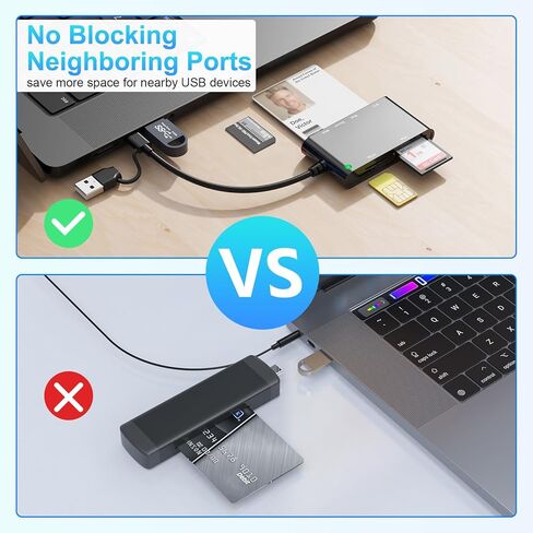 ordinarYone Two Interfaces USB C and USB A Intelligent Card Reader Plugs and Play Design For Computers Tablets and Desktops in Kuwait