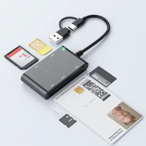 ordinarYone Two Interfaces USB C and USB A Intelligent Card Reader Plugs and Play Design For Computers Tablets and Desktops in Kuwait