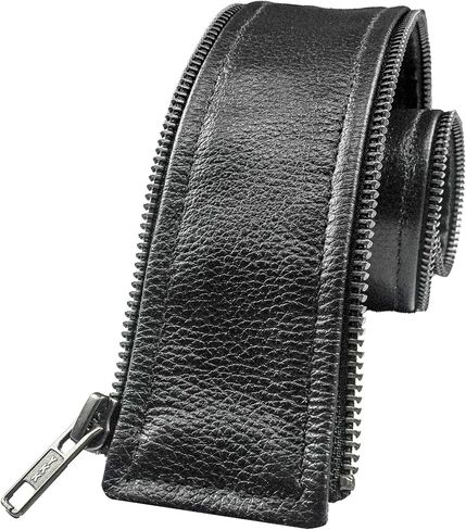 Daniel Smart Black Genuine Leather Universal Vest Panel Expander with Silver Aluminum Zip for Men and Women in Kuwait