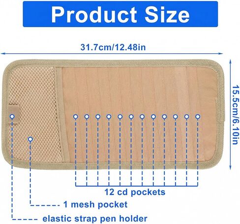 Cd Car Holder, Multi-Pocket Car Cd Organizer, Securely Mounted Car Visor Cd Holder for Organized Storage and Easy Access While Driving in Kuwait