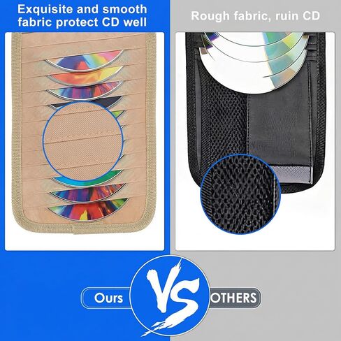 Cd Car Holder, Multi-Pocket Car Cd Organizer, Securely Mounted Car Visor Cd Holder for Organized Storage and Easy Access While Driving in Kuwait