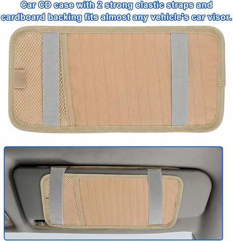 Cd Car Holder, Multi-Pocket Car Cd Organizer, Securely Mounted Car Visor Cd Holder for Organized Storage and Easy Access While Driving in Kuwait