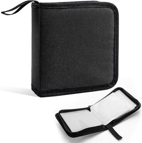 Car CD Case, 40 Capacity CD Storage Binder Wallet Zipper Protective Case, Portable Automotive DVD Disc Storage Organizer for Home Travel Office, Universal Car Accessories (Black) in Kuwait