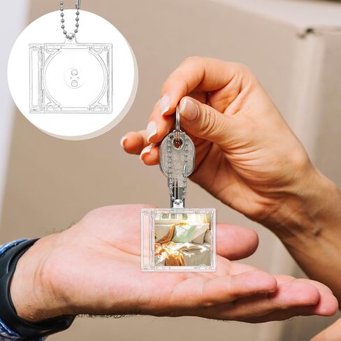 48 Pcs Mini Cd Keychain Album Cases Plastic Cd Cases Clear DVD Cover Bulk DVD Jewel Keyring Music Blank Mini Compact Disc Holder Pendant Personalized for DIY Backpack Hanging Decor Gifts in Kuwait