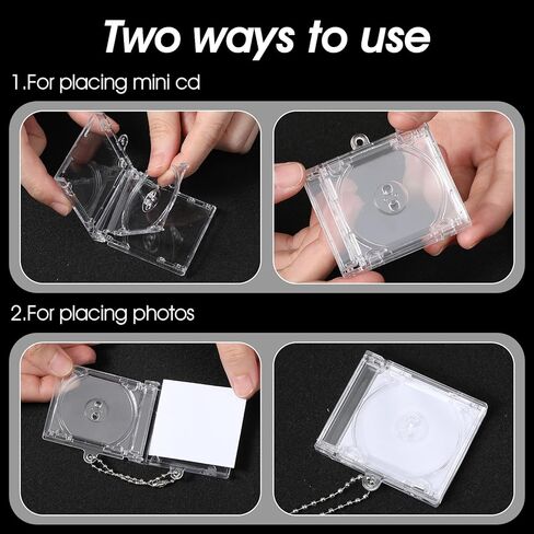 48 Pcs Mini Cd Keychain Album Cases Plastic Cd Cases Clear DVD Cover Bulk DVD Jewel Keyring Music Blank Mini Compact Disc Holder Pendant Personalized for DIY Backpack Hanging Decor Gifts in Kuwait