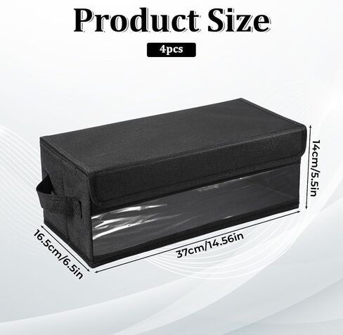 4 Packs CD Storage Box with Visible Window, Stackable CD Case Holder with Dustproof Lid and Handles, Foldable DVD Fabric Case Holder, Holds Up to 32 CDs in Full Jewel Cases(14.6 × 6.5 × 5.5 Inches) in Kuwait