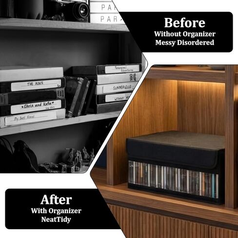 4 Packs CD Storage Box with Visible Window, Stackable CD Case Holder with Dustproof Lid and Handles, Foldable DVD Fabric Case Holder, Holds Up to 32 CDs in Full Jewel Cases(14.6 × 6.5 × 5.5 Inches) in Kuwait