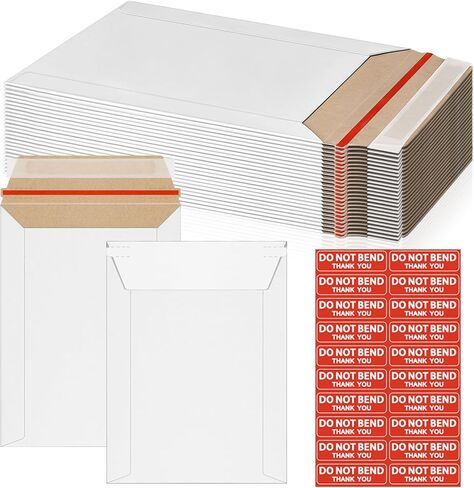 20 Pack Rigid Mailers 6x8 Inch Self Seal Document Mailers, Protective Flat Cardboard Sturdy White Photography Envelopes for Photos, Document, CD, Coins, Stamps in Kuwait