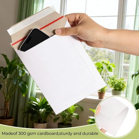 20 Pack Rigid Mailers 6x8 Inch Self Seal Document Mailers, Protective Flat Cardboard Sturdy White Photography Envelopes for Photos, Document, CD, Coins, Stamps in Kuwait