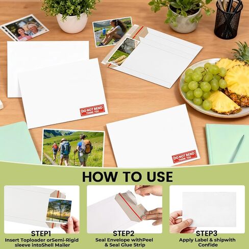 20 Pack Rigid Mailers 6x8 Inch Self Seal Document Mailers, Protective Flat Cardboard Sturdy White Photography Envelopes for Photos, Document, CD, Coins, Stamps in Kuwait