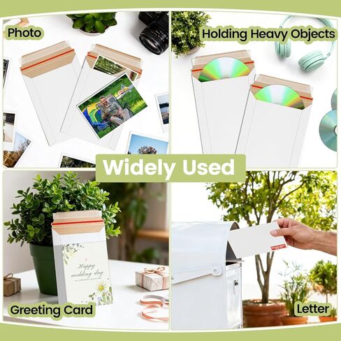 20 Pack Rigid Mailers 6x8 Inch Self Seal Document Mailers, Protective Flat Cardboard Sturdy White Photography Envelopes for Photos, Document, CD, Coins, Stamps in Kuwait